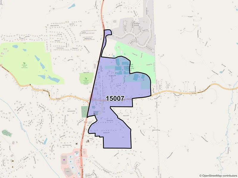 Map of ZIP Code 15007 — Bakerstown, PA