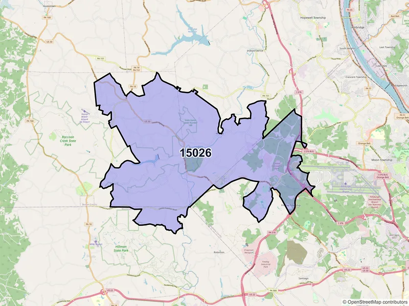 Map of ZIP Code 15026 — Clinton, PA