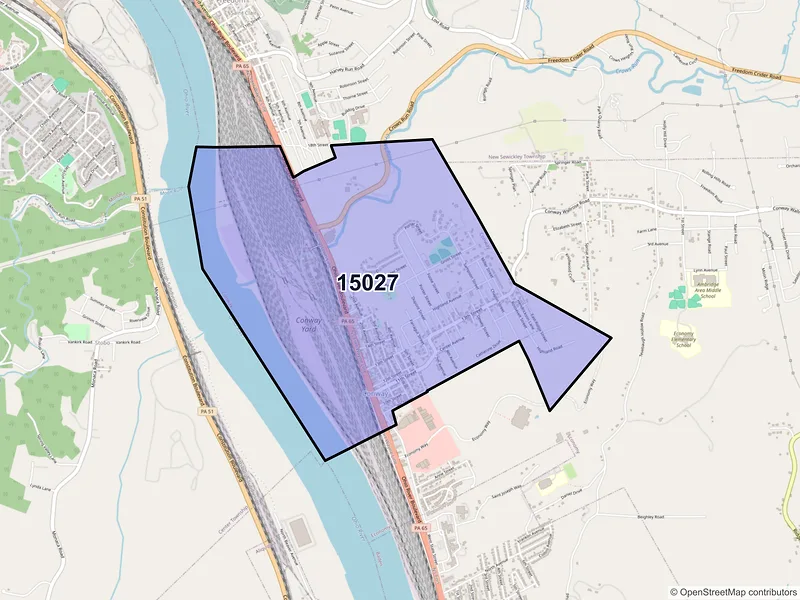 Map of ZIP Code 15027 — Conway, PA