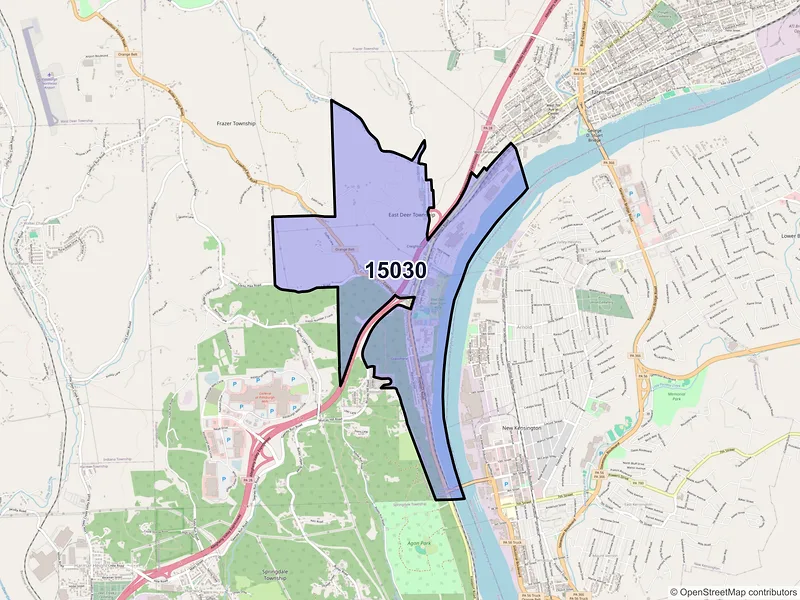 Map of Creighton, Pennsylvania and ZIP codes