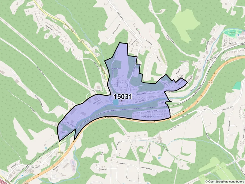 Map of Cuddy, Pennsylvania and ZIP codes