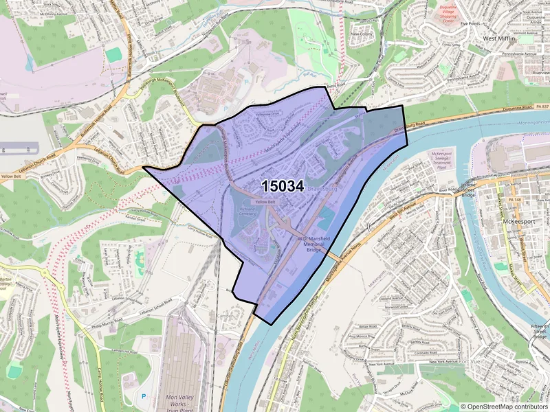 Map of Dravosburg, Pennsylvania and ZIP codes