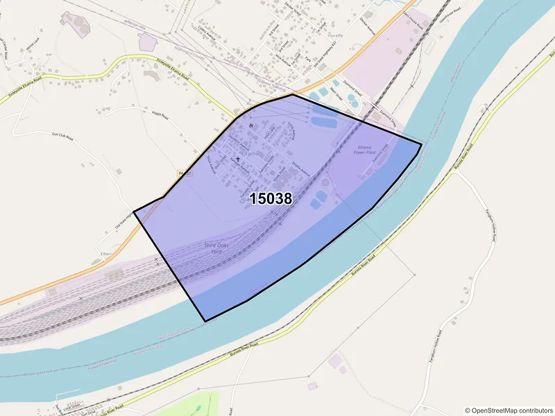 Map of Elrama, Pennsylvania and ZIP codes