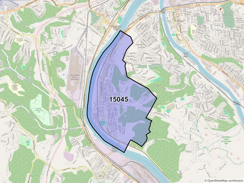 Map of ZIP Code 15045 — Glassport, PA