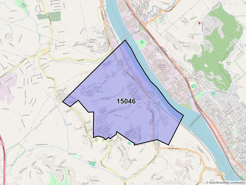 Map of ZIP Code 15046 — Crescent, PA