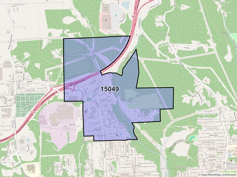 Map of ZIP Code 15049 — Harwick, PA