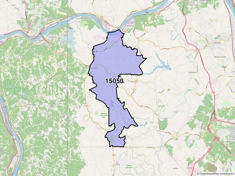 Map of Hookstown, Pennsylvania and ZIP codes