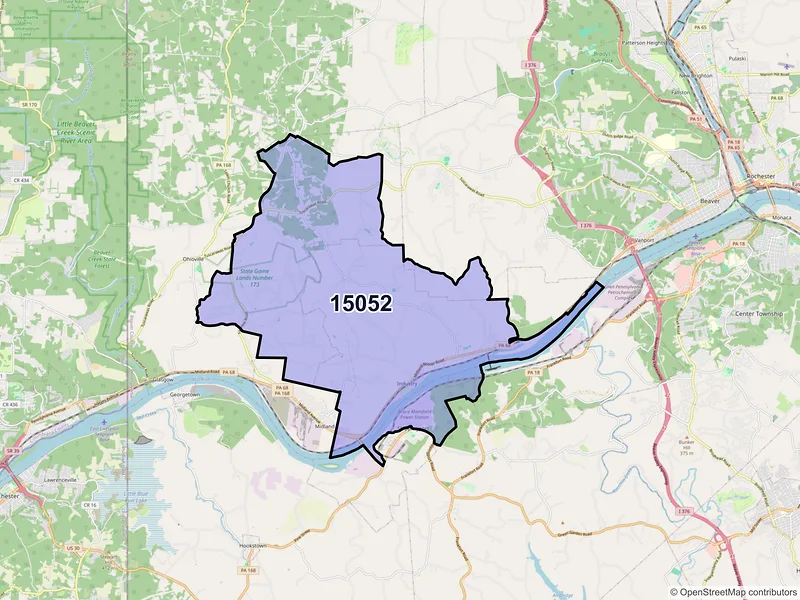 Map of ZIP Code 15052 — Industry, PA