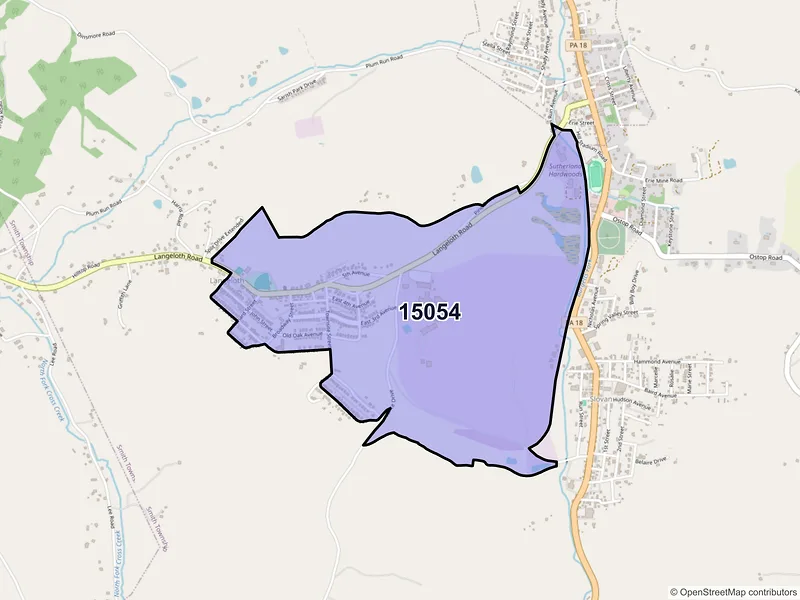 Map of Langeloth, Pennsylvania and ZIP codes