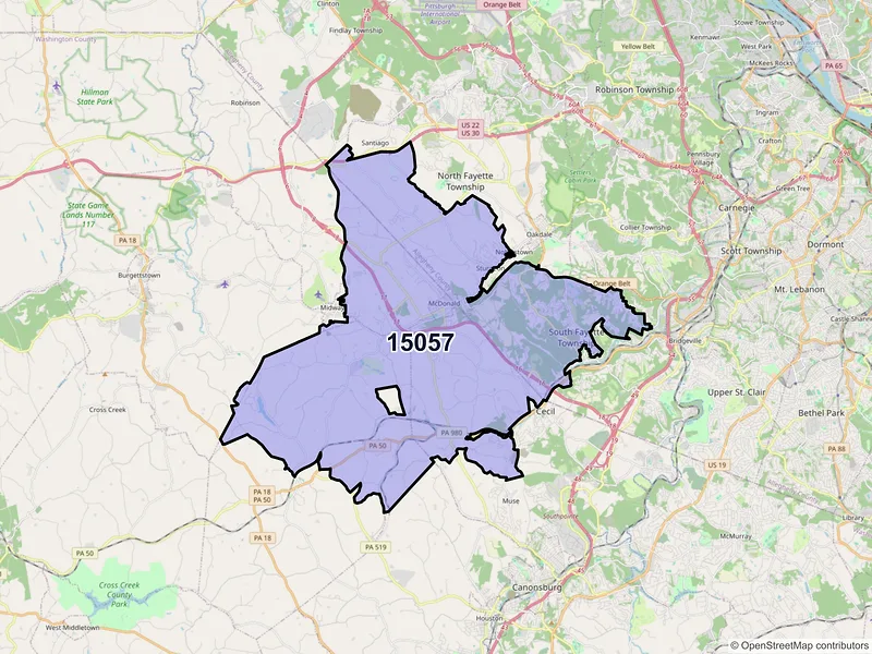 Map of ZIP Code 15057 — Mc Donald, PA