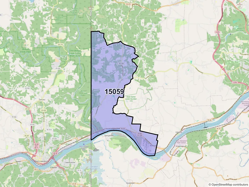 Map of Midland, Pennsylvania and ZIP codes