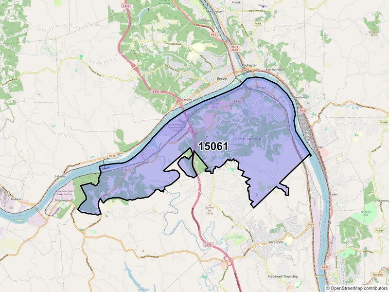 Map of ZIP Code 15061 — Monaca, PA