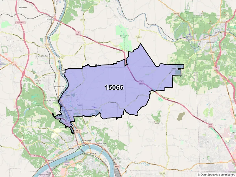 Map of ZIP Code 15066 — New Brighton, PA