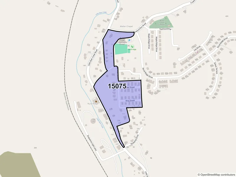 Map of Rural Ridge, Pennsylvania and ZIP codes