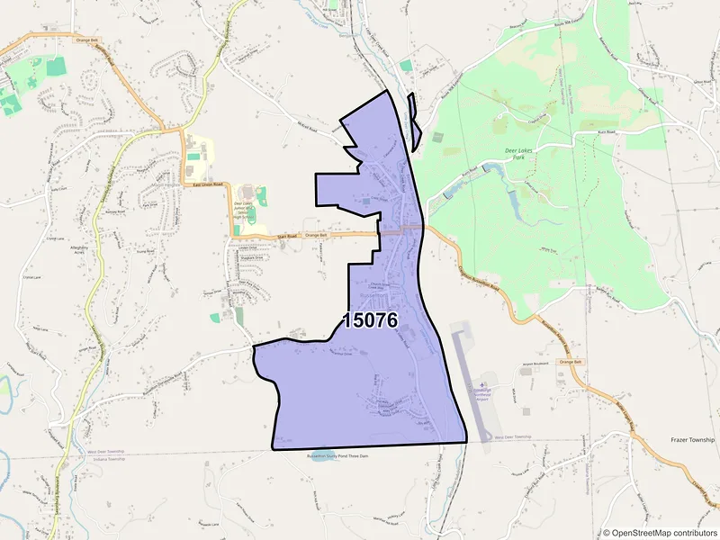Map of ZIP Code 15076 — Russellton, PA