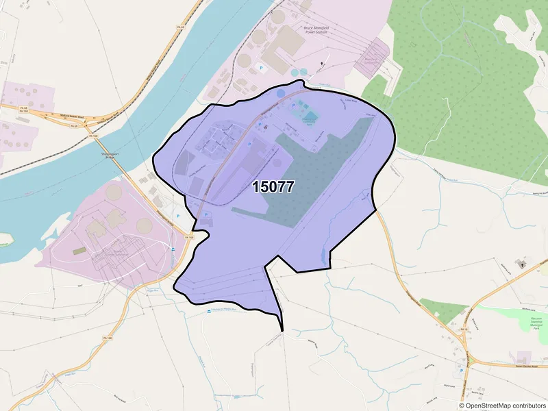Map of Shippingport, Pennsylvania and ZIP codes