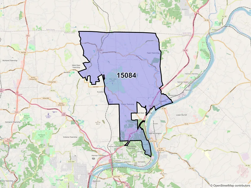Map of ZIP Code 15084 — Tarentum, PA