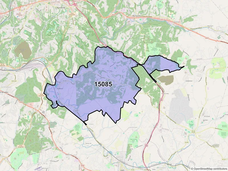 Map of ZIP Code 15085 — Trafford, PA