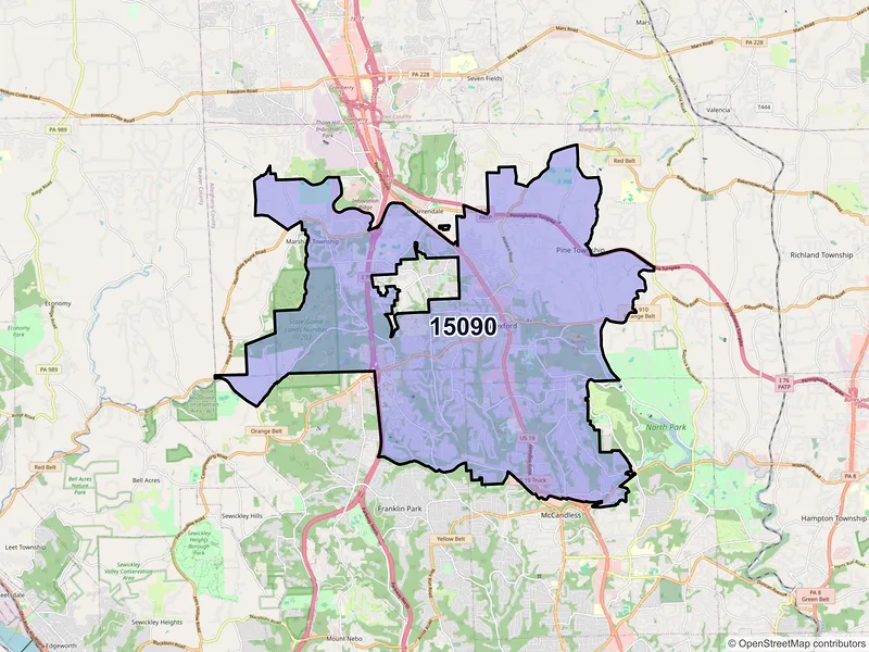Map of ZIP Code 15090 — Wexford, PA