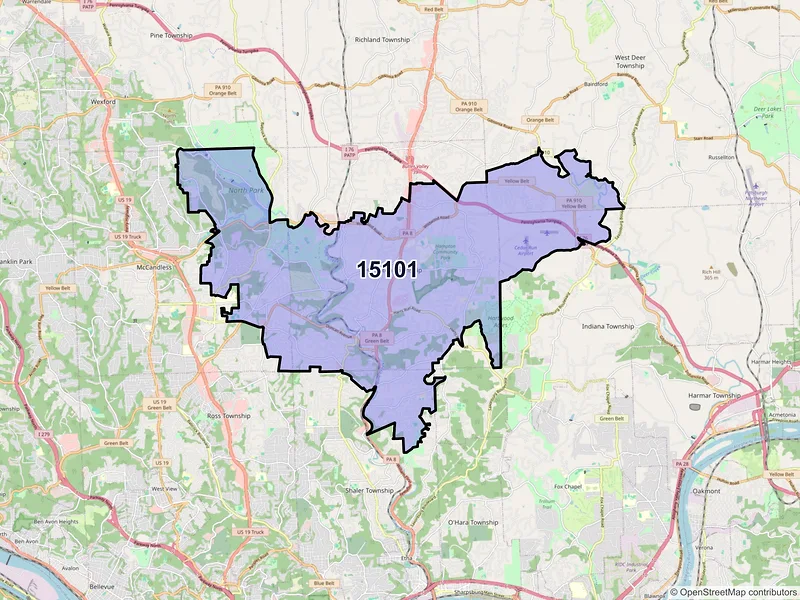 Map of ZIP Code 15101 — Allison Park, PA