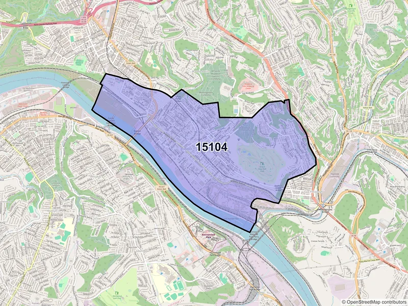 Map of ZIP Code 15104 — Braddock, PA