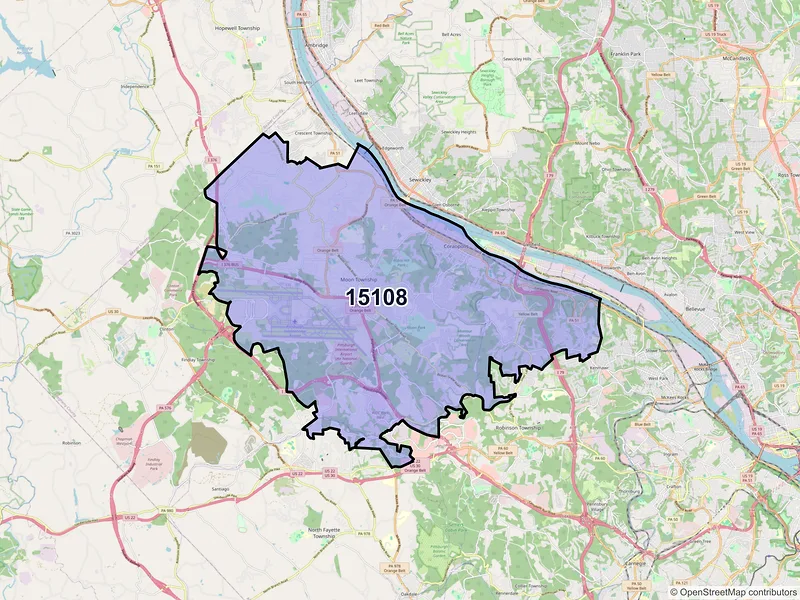 Map of ZIP Code 15108 — Coraopolis, PA