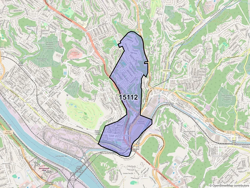 Map of ZIP Code 15112 — East Pittsburgh, PA