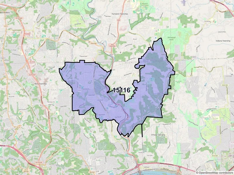 Map of ZIP Code 15116 — Glenshaw, PA