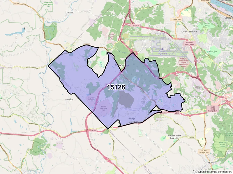 Map of Imperial, Pennsylvania and ZIP codes