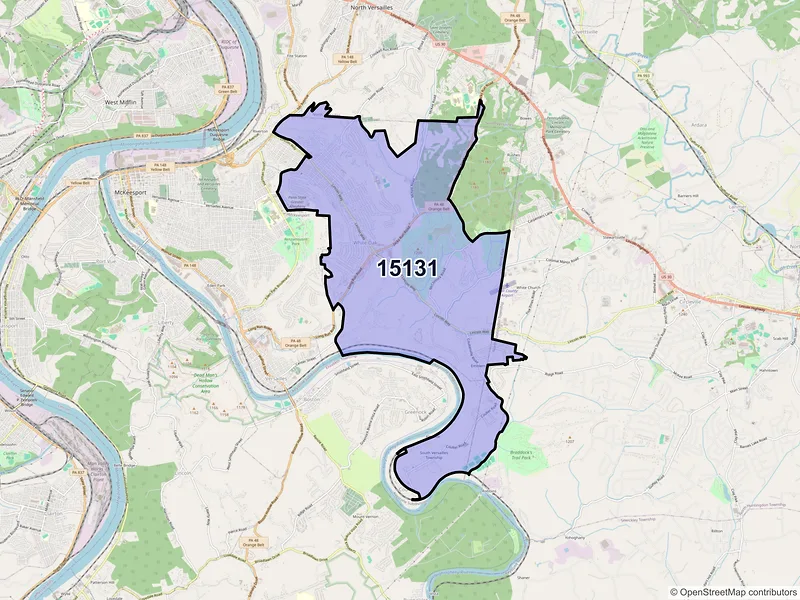 Map of ZIP Code 15131 — Mckeesport, PA