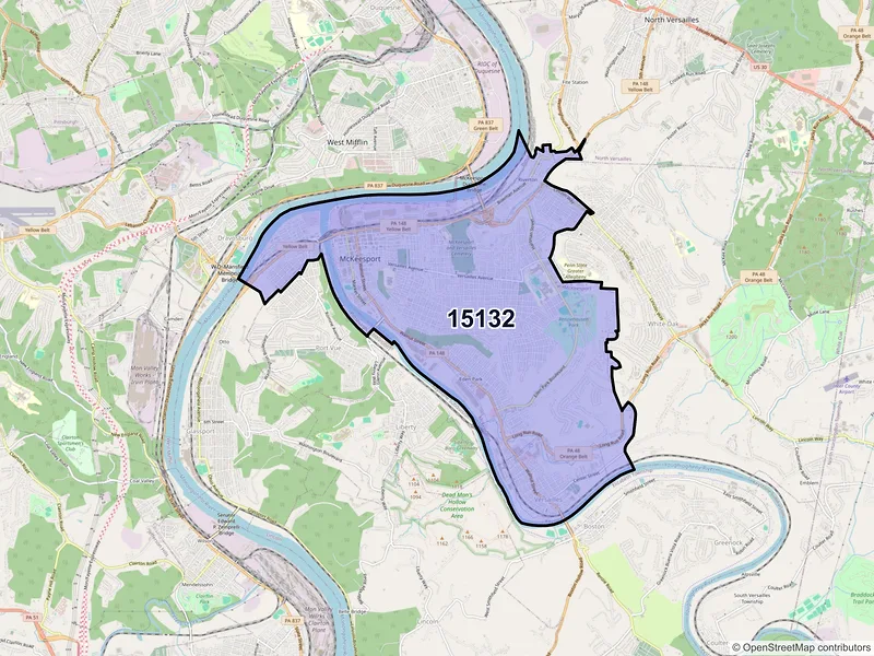 Map of ZIP Code 15132 — Mckeesport, PA