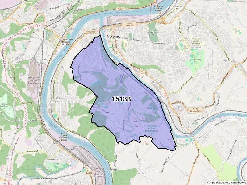 Map of ZIP Code 15133 — Mckeesport, PA