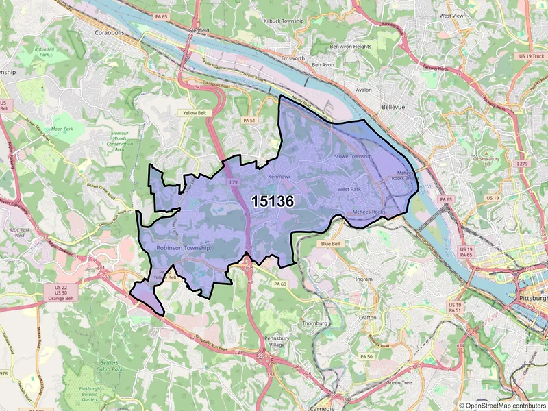 Map of ZIP Code 15136 — Mc Kees Rocks, PA
