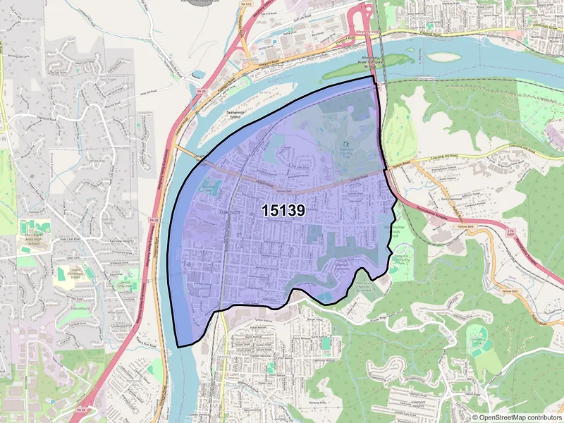 Map of ZIP Code 15139 — Oakmont, PA