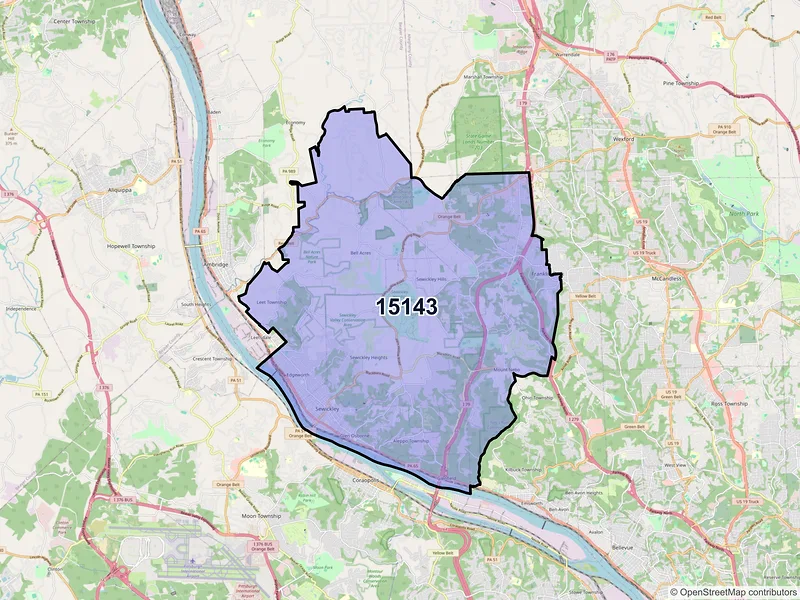 Map of ZIP Code 15143 — Sewickley, PA
