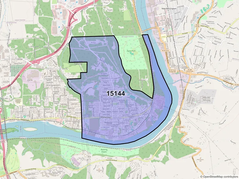 Map of ZIP Code 15144 — Springdale, PA