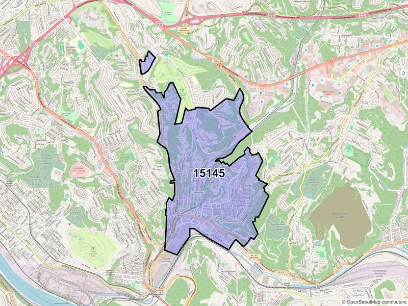 Map of ZIP Code 15145 — Turtle Creek, PA