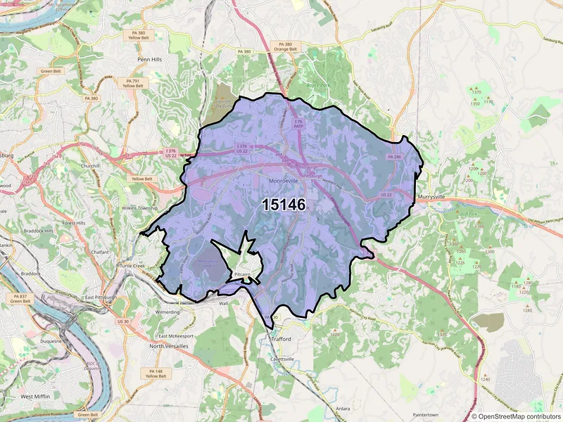 Map of ZIP Code 15146 — Monroeville, PA