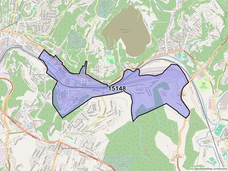 Map of ZIP Code 15148 — Wilmerding, PA