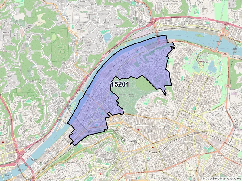 Map of ZIP Code 15201 — Pittsburgh, PA