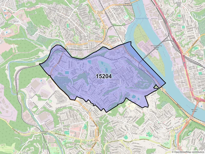 Map of ZIP Code 15204 — Pittsburgh, PA