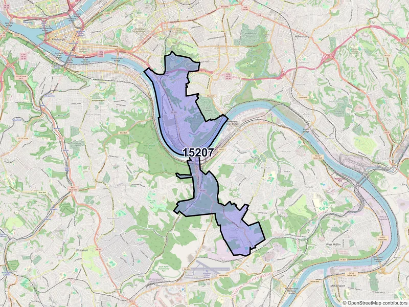 Map of ZIP Code 15207 — Pittsburgh, PA