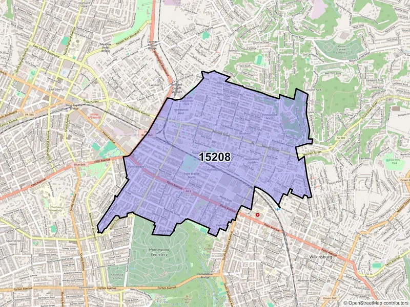 Map of ZIP Code 15208 — Pittsburgh, PA
