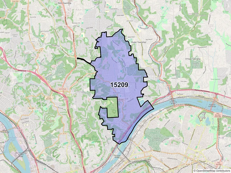 Map of ZIP Code 15209 — Pittsburgh, PA