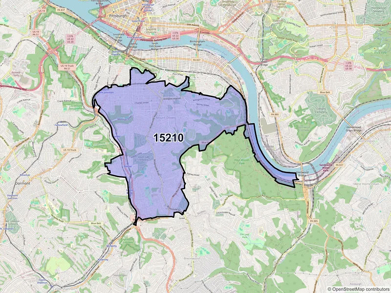 Map of ZIP Code 15210 — Pittsburgh, PA