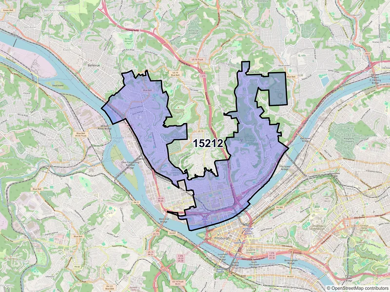 Map of ZIP Code 15212 — Pittsburgh, PA