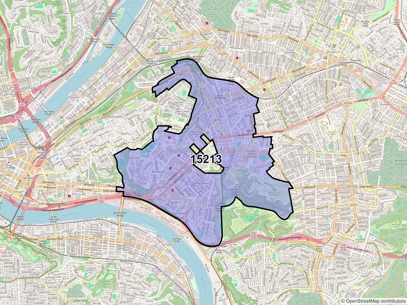 Map of ZIP Code 15213 — Pittsburgh, PA