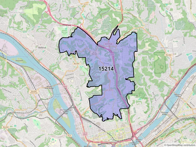 Map of ZIP Code 15214 — Pittsburgh, PA
