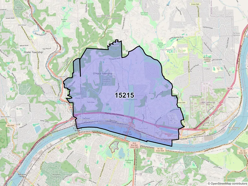 Map of ZIP Code 15215 — Pittsburgh, PA