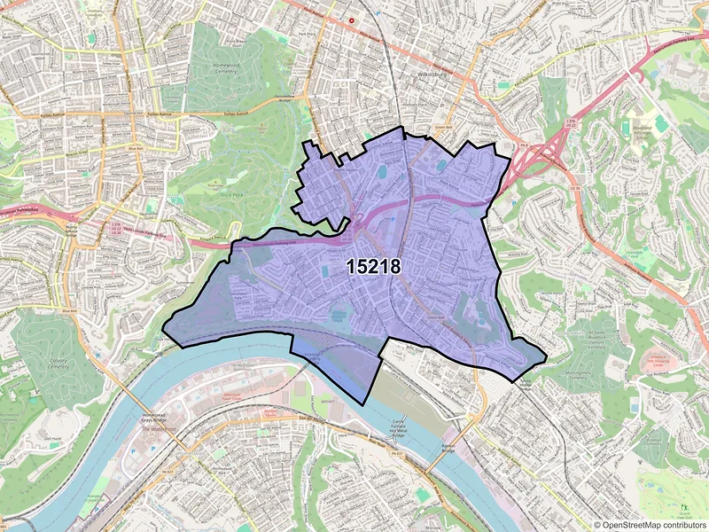 Map of ZIP Code 15218 — Pittsburgh, PA